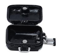 Rosvola Mini Maleta Dura de Viaje, Bonito Accesorio para Casa de Muñecas, Modelo de Aleación de Aluminio para Decoración a Escala 1:12, 3x2,3x1,5 Cm (Black)