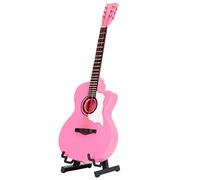 Rosvola Modelo de Guitarra Material de Haya Rosa Diseño Detallado Modelo de Instrumento Musical de 18 Cm para Niños y Casas de Muñecas