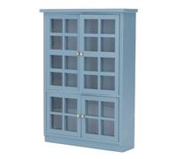 Rosvola Mueble para Casa de Muñecas, Elegante Estantería en Miniatura Azul Oscuro para Decoración de Habitación de Muñecas, Madera de Abedul, 18,4 X 13 X 3,8 Cm, 1 Unidad
