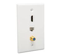 Rosvola Placa de Pared con Interfaz Multimedia HD, Elegante Configuración Ethernet de 3 Puertos para Televisores de Alta Definición y Proyectores Montados en la Pared ABS