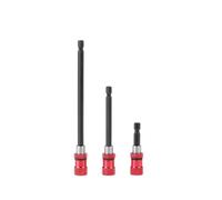 Rosvola Portabrocas Magnético de Vástago Hexagonal de 1/4 ", Extensión Fuerte para Tornillos de Difícil Acceso, Acero Al Cromo Vanadio Rojo, 60mm/100mm/150mm (60-100-150)