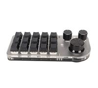 Rosvola Teclado USB Mini de 15 Teclas Compacto y Programable con 3 Perillas para Juegos y Uso en Oficina Acrílico Blanco