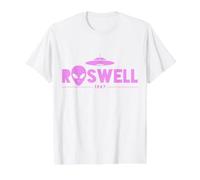 Roswell New Mexico NM 47 UFO Crash Alien 1947 Rosa Camiseta gráfica económica, Hombre, Blanco, L