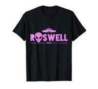 Roswell New Mexico NM 47 UFO Crash Alien 1947 Rosa Camiseta gráfica económica, Hombre, Negro, XL