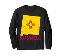 Roswell Nuevo México Bandera Espacio Aliens NM Alien y OVNI Manga Larga