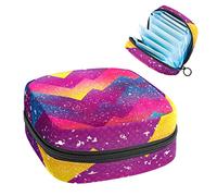 Rosy Blue Red Watercolor Wave Chevron Stripe,Bolsa de período portátil, bolsa de almacenamiento de tampón, soporte para tampones para bolso, organizador de productos femeninos, Varios colores, 4.7x6.6x6.6 in/12x17x17 cm