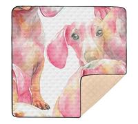Rosy Dachshund Collage - Tapete grande y elegante de acuarela para jugar al suelo de una sola pieza, tapete de gimnasio para bebés y bebés, 50 x 50 pulgadas