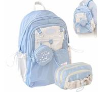 Rosy Posy Backpack,Rosy Posy Soft Setting Cream Star Drawstring Backpack,With Pencil Case,Large Capacity Multifunctional Waterproof Backpacks for Travel,Outing and Shopping(A)