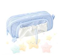 Rosy Posy Pencil Case, Large Capacity Multi-Pocket Organizer, Waterproof Kawaii Rosyposy Pencil Case for School, Office, and Art Supplies, Cute Aesthetic Rosy Posy Stationery (Blue)