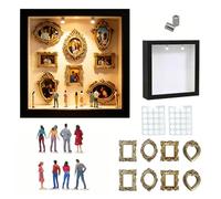RosyFate DIY Mini Museum Silhouette Box, Caja de Silueta con Mini Marcos de Fotos y Mini Figuras, Caja de Sombras Mini Museo Decoración Hogar para Aniversarios Bodas, Cumpleaños (Negro)