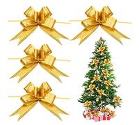 RosyFate Lazos Regalos Navidad, 20 Piezas Cinta para Lazos Regalos, Lazo de Árbol de Navidad, Lazos Regalos para Paquetes, Lazo Navidad Decoración, para Fiestas, Bodas(Oro)