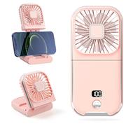 RosyFate Ventilador Portatil, Ventilador Usb Silencioso, Mini Ventilador, Ventilador Recargable Plegable, 4 Velocidades, Mano Escritorio y Cuello, para Oficina Hogar Viajes (Rosa)