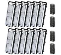 ROSYLEVE 12 Piezas Cartuchos de Filtro de Acuario Slim con 4 Esponjas de AspiracióN, Filtro Delgado para un Filtrado MecáNico y BiolóGico óPtimo, Mejora la Calidad de Vida de Peces y Plantas