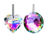 ROSYLEVE 2pcs Atrapasueños de Cristal atrapasoles Arco Iris de 75 mm y corazón de 45 mm de Cuerda para Colgar para jardín, Ventana, balcón