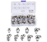 ROSYLEVE 70 Piezas Engrasadores de Grasa, Juego de Engrasador M6 M8 M10 Boquilla para Pistola de Engrase 45° 90° 180°para Equipos Mecánicos e Pistolas de Engrase