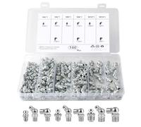 ROSYLEVE Engrasadores de Grasa, Juego de Engrasador M6 M8 M10 Boquilla para Pistola de Engrase 45° 90° 180°para Equipos Mecánicos e Pistolas de Engrase (180)