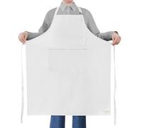 ROTANET Delantal extragrande para hombre, ajustable, con 2 bolsillos, delantal de cocina para mujeres, chef, resistente al agua y al aceite, color blanco, 1 paquete