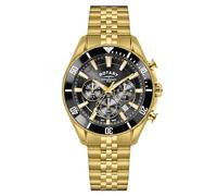 Rotary Apex 100 - Reloj de pulsera de acero inoxidable chapado en oro resistente al agua hasta 100 m, para hombre