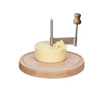 Rotary - Cortador de queso con hoja de acero inoxidable y base de madera de | Rallador de queso manual Rizador de queso, cortador de flores de queso giratorio, multiusos para queso, chocolate