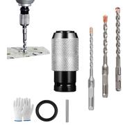 Rotary Hammer Adapter with Impact Drill Bits Set, 2025 Quick-Connect Converter for Electric Wrench, Robust Alloy Steel, 4-Size Bits for Concrete, Wood & Stone,DIY & Professional Drilling Tasks (7pcs)