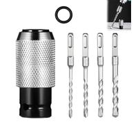 Rotary Hammer Adapter with Impact Drill Bits Set, Electric Drill Converter with Alloy Steel Air Socket Adapter, Quick-Lock Square-Shank Fit, Includes 4 Impact Bits for Drilling Tough Materials