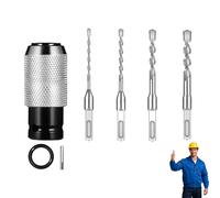 Rotary Hammer Adapter with Impact Drill Bits Set, Electric Hammer to Drill Converter, 4 Sizes for Tough Materials, Boost Your Efficiency (4 Drills)
