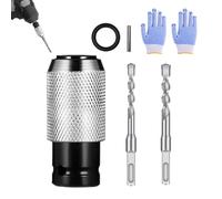 Rotary Hammer Adapter with Impact Drill Bits Set, Electric Hammer to Drill Converter, 4 Sizes Hammers Bits, Extension Tool Kit for Adapted Wrench Tools, Easily Convert, Reliable Grip. (1+2drill-B)