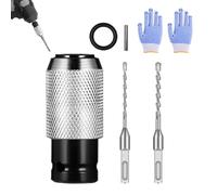 Rotary Hammer Adapter with Impact Drill Bits Set, Electric Hammer to Drill Converter, 4 Sizes Hammers Bits, Extension Tool Kit for Adapted Wrench Tools, Easily Convert, Reliable Grip. (1+2drill-A)