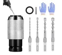 Rotary Hammer Adapter with Impact Drill Bits Set, Electric Hammer to Drill Converter, 4 Sizes Hammers Bits, Extension Tool Kit for Adapted Wrench Tools, Easily Convert, Reliable Grip. (1+4drill)