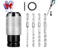 Rotary Hammer Adapter with Impact Drill Bits Set, Electric Hammer to Drill Converter, Air Hammer Socket Adapter Forged From Chrome Vanadium Steel, Drill Bit Adapter (1set(5 Pcs))