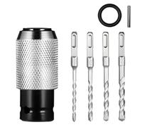 Rotary Hammer Adapter With Impact Drill Bits Set, Electric Hammer To Drill Converter, Air Hammers Socket Adapter, Quick Release Adapters Converter, Boost Your Drilling (Adapter+drills*4)