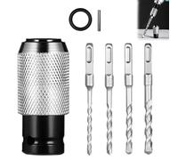 Rotary Hammer Adapter with Impact Drill Bits Set, Electric Hammer to Drill Converter, Quick Release Adapters Converter for Drills Wrench with Adapter and 4 Hammers Bits for Tough Materials (1Set)