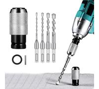 Rotary Hammer Adapter with Impact Drill Bits Set, Heavy-Duty Electric Wrench to Drill Converter for Concrete, Brick, Stone, and Wood, Alloy Steel Impact Adapter with 4 Drill Bits