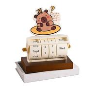 Rotary - Timber Capybara Time Spinner for Travel Journaling | Perpetual Desk Date Wheel with Sliding Number Tiles & Swivel Day Panel for Apartment Classroom Living Room Desktop