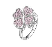 Rotatable Four-leaf Clover Ring, Open Adjustable Zirconia Ring, Personalized Jewelry and Charming Accessories for Parties