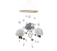 Rotating Bed Bell - Infant Girl Crib Mobile, Rainbow Crib Wooden Mobile with Colorful Cotton Ball, Çrib Ḿobile Toys, Nursery Ćrib Mobiles, Bed Decoration
