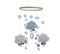 Rotating Bed Bell - Infant Girl Crib Mobile, Rainbow Crib Wooden Mobile with Colorful Cotton Ball, Çrib Ḿobile Toys, Nursery Ćrib Mobiles, Bed Decoration