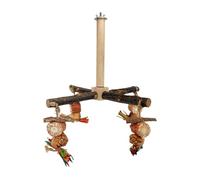 Rotating Bird Perches, Parakeet Climbing Swing, Wooden Parrot Gym 10.24x9.06in, Interactive Game Design, Authentic Construction for Lovebirds, Conures, Cage Accessories