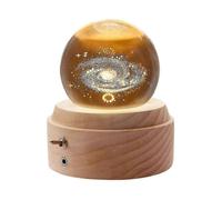 Rotating Crystal Ball Music Box with Wooden Base, Night Glow Projection for Valentine's Day and Other Celebrations