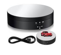 Rotating Display Stand, 3 Speed Adjustable Motorized Turntable Stand for Photography Products Shows, Jewelry, Watch([Black 138MM Mirror Model English Version])