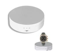 Rotating Display Stand, 3 Speed Adjustable Motorized Turntable Stand for Photography Products Shows, Jewelry, Watch([White 138MM Mirror Model English Version])