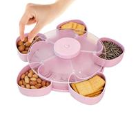 Rotating Divided Party Container, portátil Snack Organizer, antideslizante Base Serving Tray, Snack Tray with Lid for Vegetables Fruits Dipping Salsa Appetizers Travel Picnic Dining Table Home