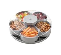Rotating Divided Serving Tray | PP, 8.7in X 8.7in X 2in, With Lid | Snack Box For Veggies, Fruits, Dips | Party Appetizer Platter For Kitchen, Travel, Picnic