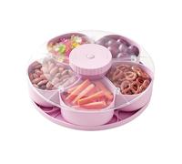 Rotating Divided Serving Tray | PP, 8.7in X 8.7in X 2in, With Lid | Snack Box For Veggies, Fruits, Dips | Party Appetizer Platter For Kitchen, Travel, Picnic