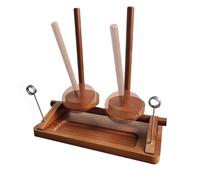 Rotating Double Yarn Spinner, Wooden Twin Thread Organizer, 10x6 Inch Stand with Spindles, Polished Pine Wood, Vertical Spindle Design with Natural Style, Knitting Gear for Beginners and Adults