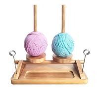 Rotating Double Yarn Spinner, Wooden Twin Thread Organizer, 10x6 Inch Stand with Spindles, Polished Pine Wood, Vertical Spindle Design with Natural Style, Knitting Gear for Beginners and Adults