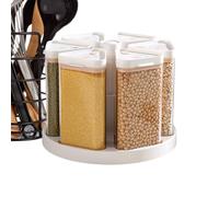 Rotating Grain Dispenser | 6-grid Rotating Cereal Storage - Kitchen Storage & Organisation Rice Holder - For Flour Oatmeal Snack Kitchen Pantry Countertop Bakery Restaurant Catering Home Grain