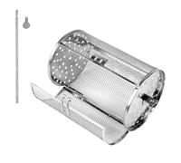 Rotating Grill Basket, Stainless Steel Air Fryer, 5.51x7.09in Round Coffee Roaster, Rotisserie Grills, Portable Cage for Nuts, French Fries, Beans, BBQ, Camping, Baking
