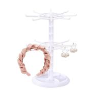Rotating Keychain Display Stand - 2 Tier Acrylic Jewelry Organizer, Durable Clear Rack with Stable Base for Easy Access | Necklace, Bracelet, Pendant, Watch and Earring Storage for Home, Bedroom and C