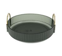 Rotating Storage Tray | 360 Degree Clear Desktop Organizer for Cosmetics/Bathroom/Bedroom | Spill - Proof & Space Saving with Dual Handles (Green)